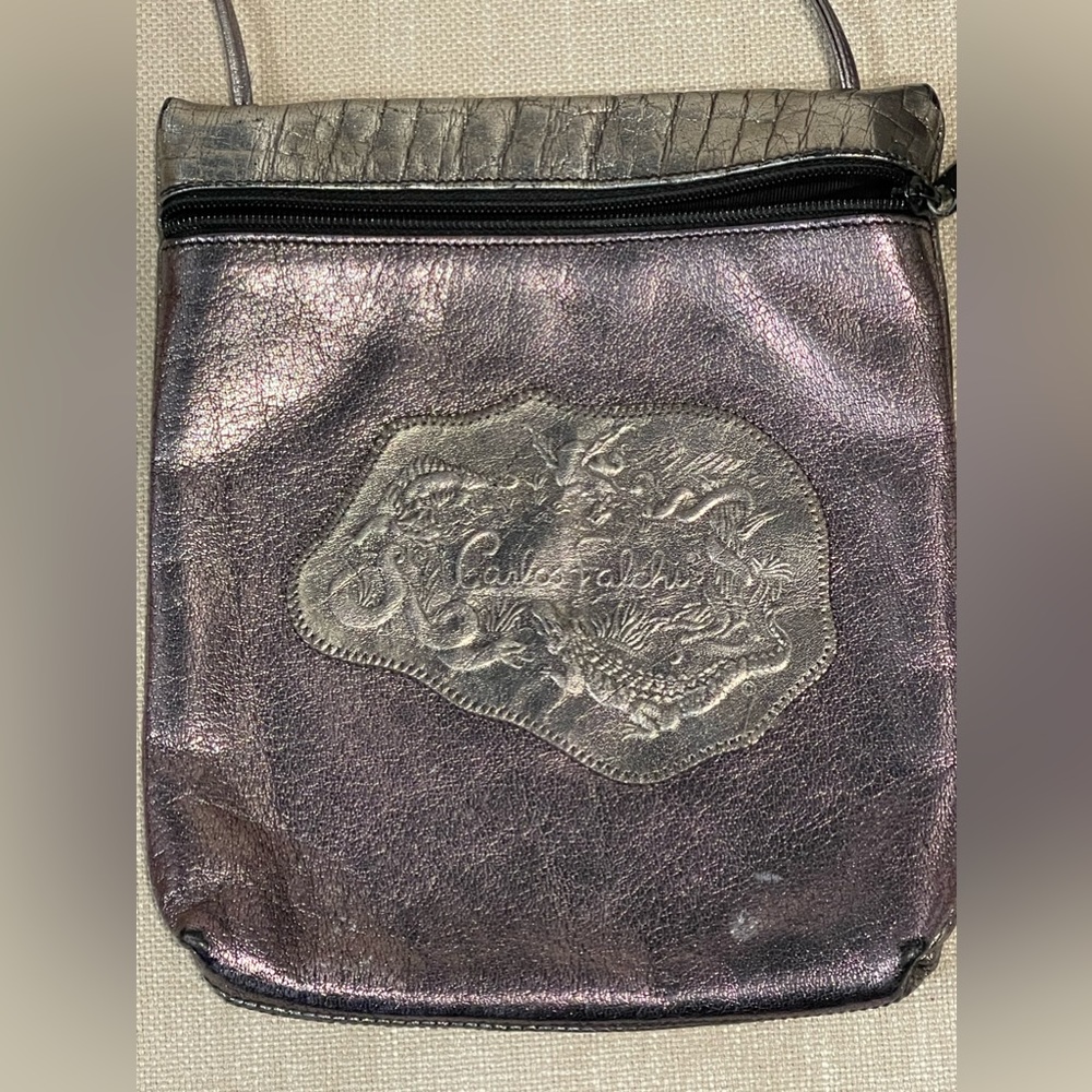 Vintage Carlos Falchi Metallic Leather Crossbody Purse Bag